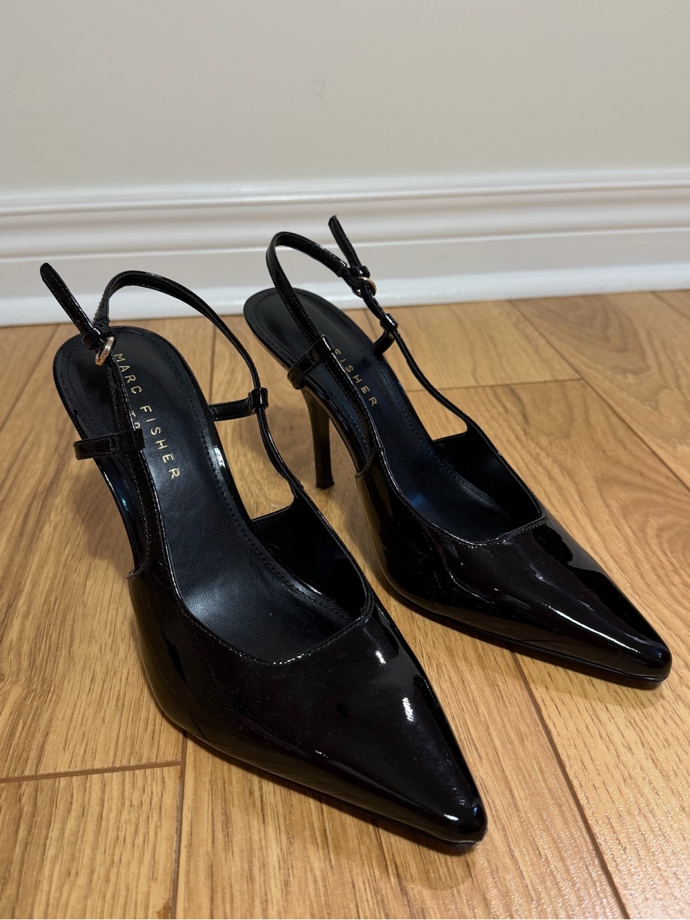 Marc Fisher Black Patent Slingback Pumps